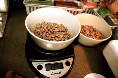 weighing beans